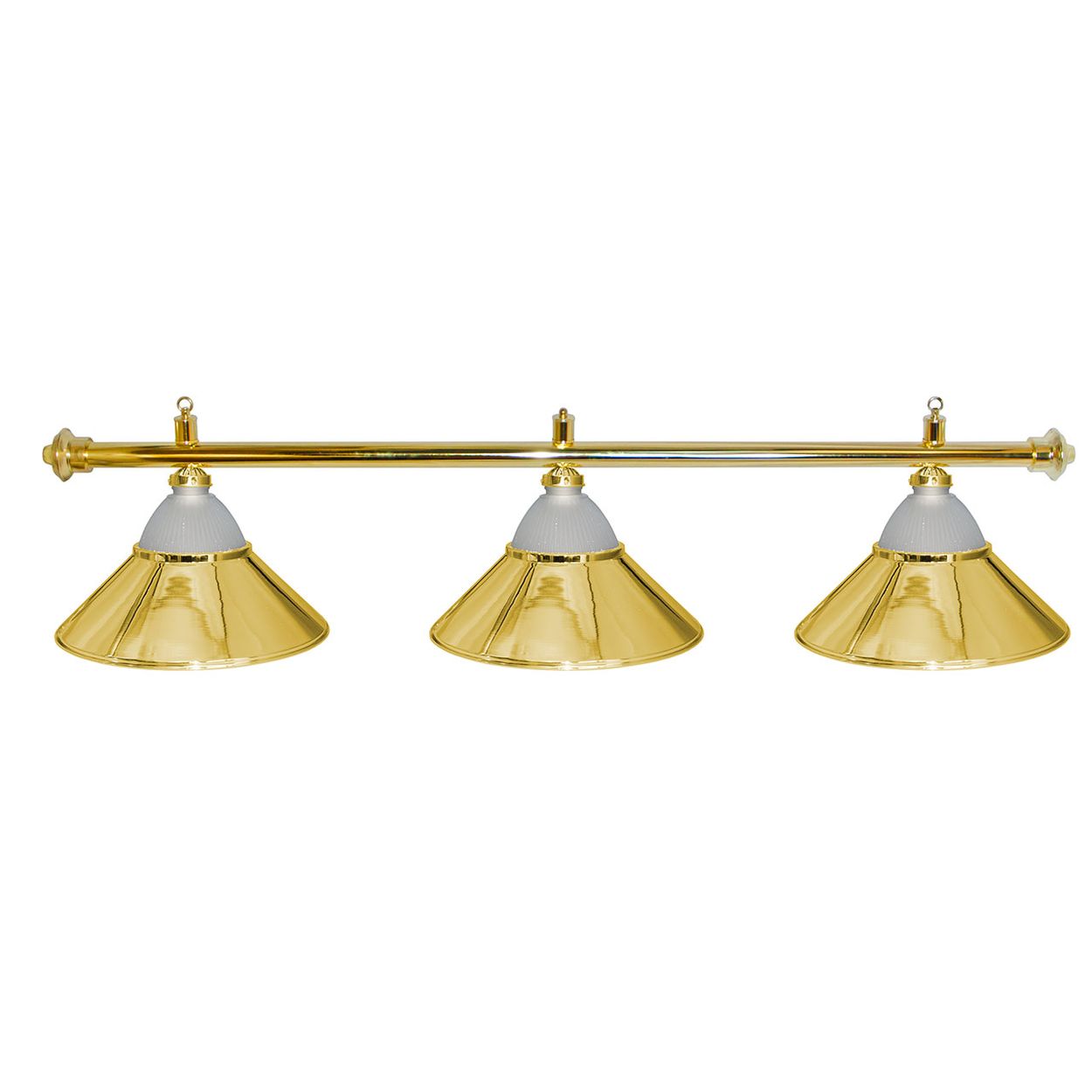 Лампа на три плафона «Jazz» (золотистая штанга, золотистый плафон D38см)