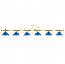 Лампа на шесть плафона «Classic Blue Light» (витая золотистая штанга, синий плафон D35см)